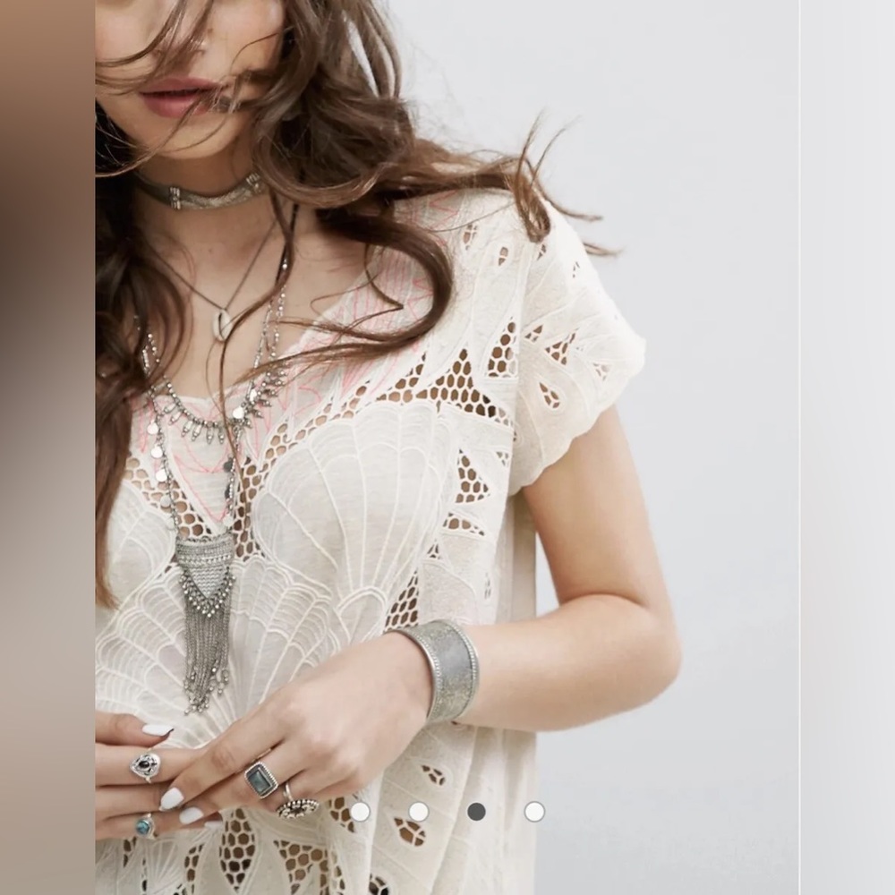 Free People Castaway Cutout Top - Cream & Pink Combo